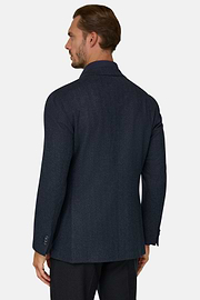 Blazer Herringbone Cotton Blend, Navy blue, thumb, 4
