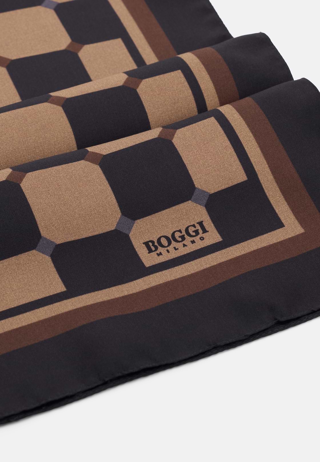 Bandana Geometric Print Silk, Black, hi-res, 3