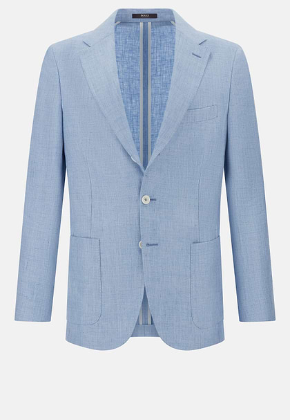 Mélange Pure Linen Jacket, Light Blue, hi-res