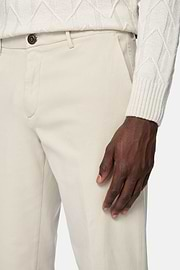 Stretch Cotton Trousers, Cream, hi-res