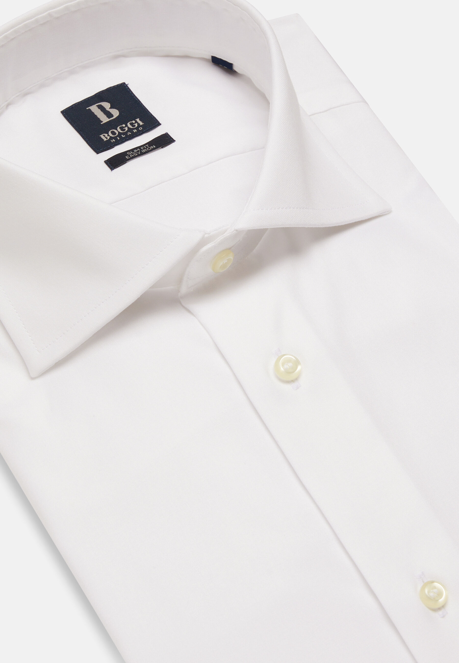 Chemise Blanche Pin Point En Coton Slim Fit, blanc, hi-res