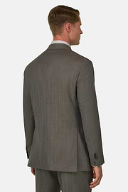 Suit Herringbone in Wool Cashmere, Taupe, thumb, 5