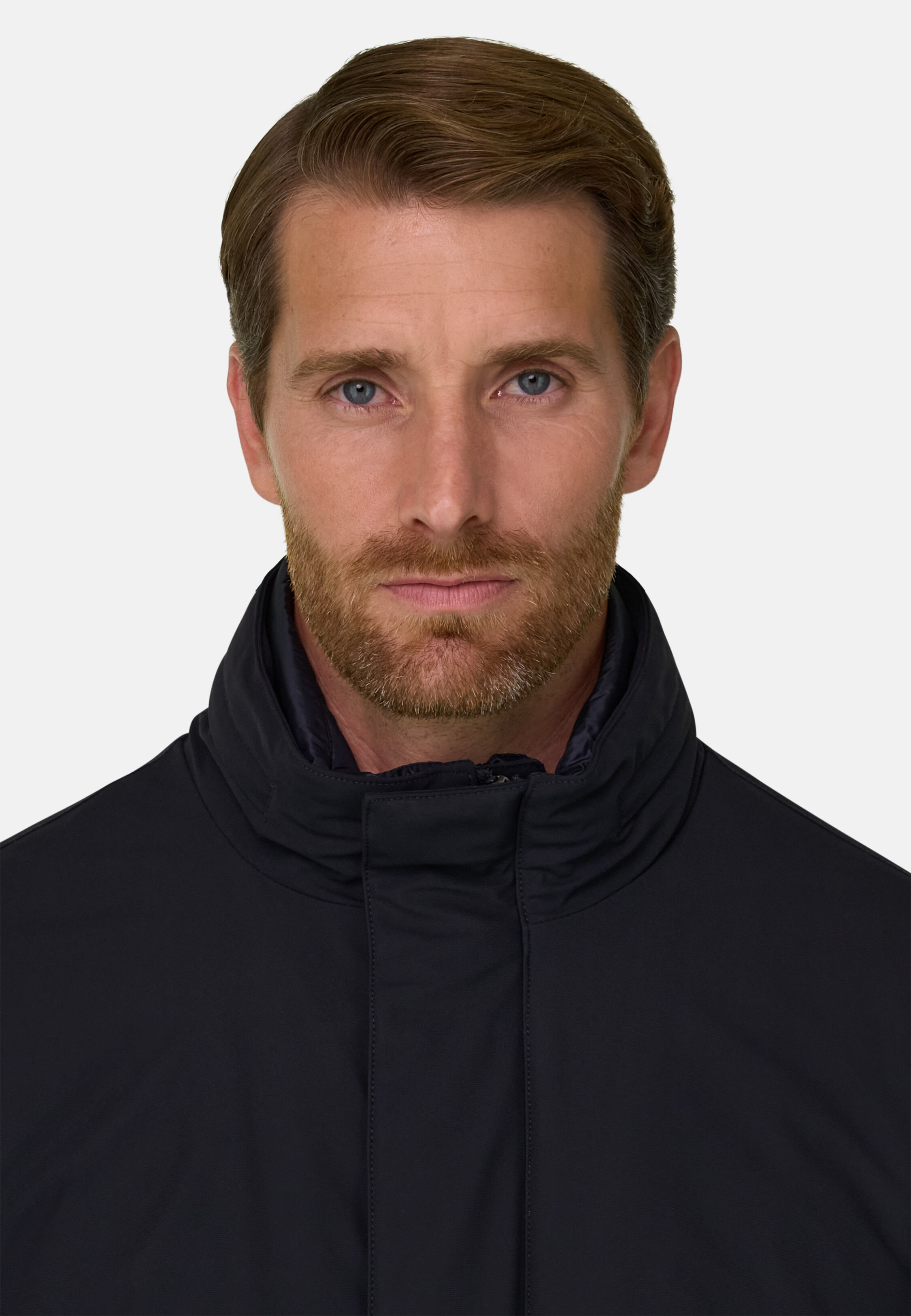 Car Coat in Padded Technical Fabric, Navy blue, hi-res, 5