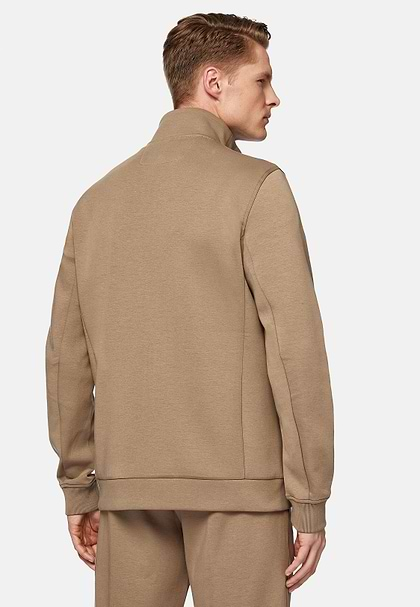 Sweatshirt Mit Durchgehendem Reißverschluss Aus Light Scuba Baumwollgemisch, Beige, hi-res