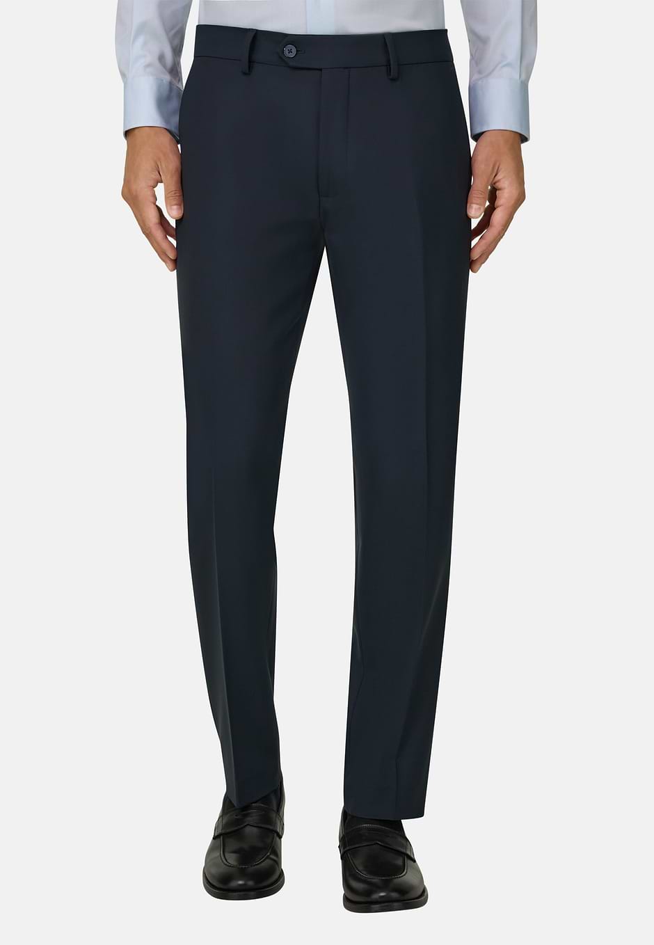 Waschbare Stretch-wollhose, Blau, hi-res