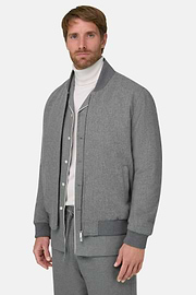 Bomber Padded in Wool Cashmere, Grey, thumb, 1
