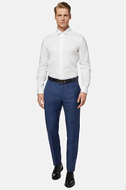 Camisa blanca en pin point de algodón regular fit, Blanco, hi-res