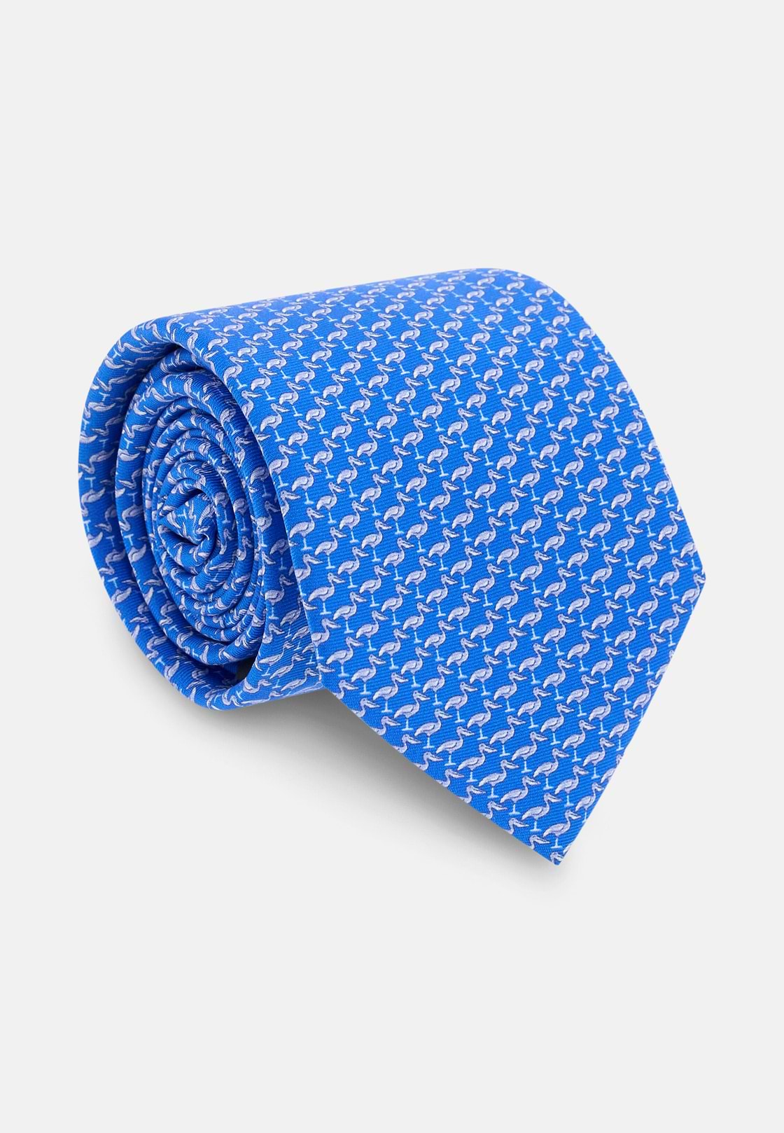 Corbata Estampado Pelícanos Seda, Azul, hi-res, 2