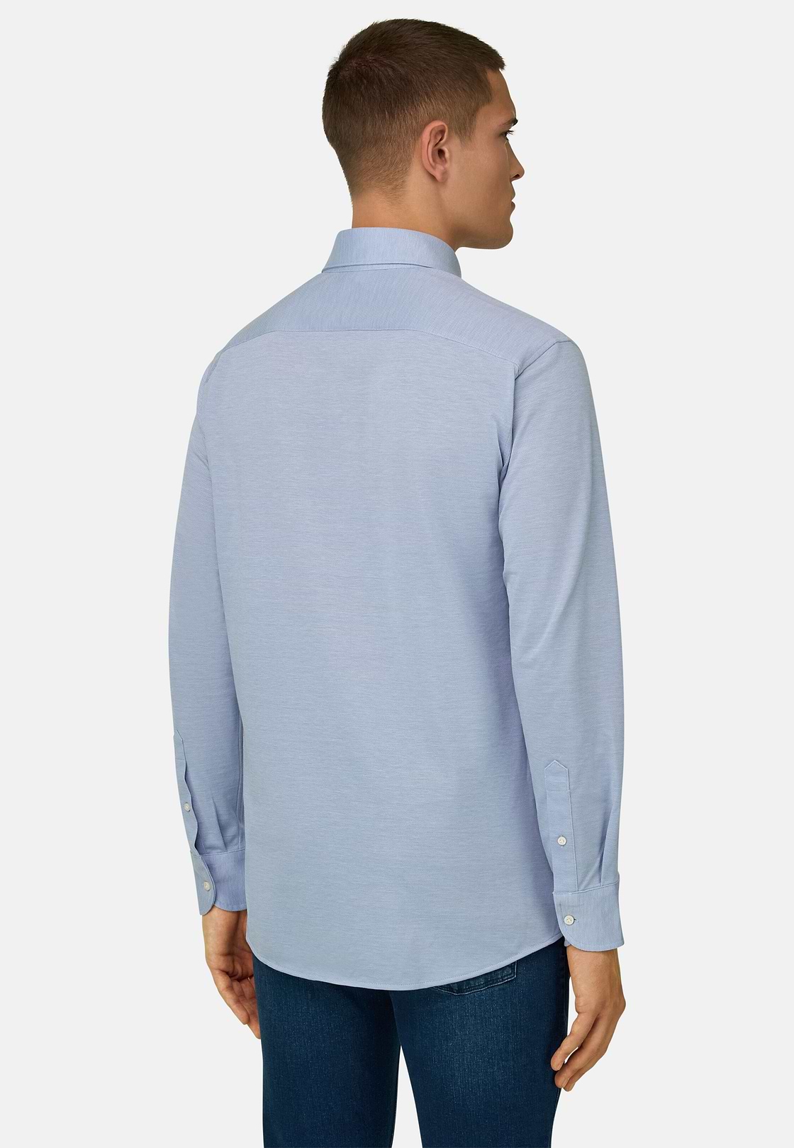 Polo Camicia In Pique, Azzurro, hi-res, 3