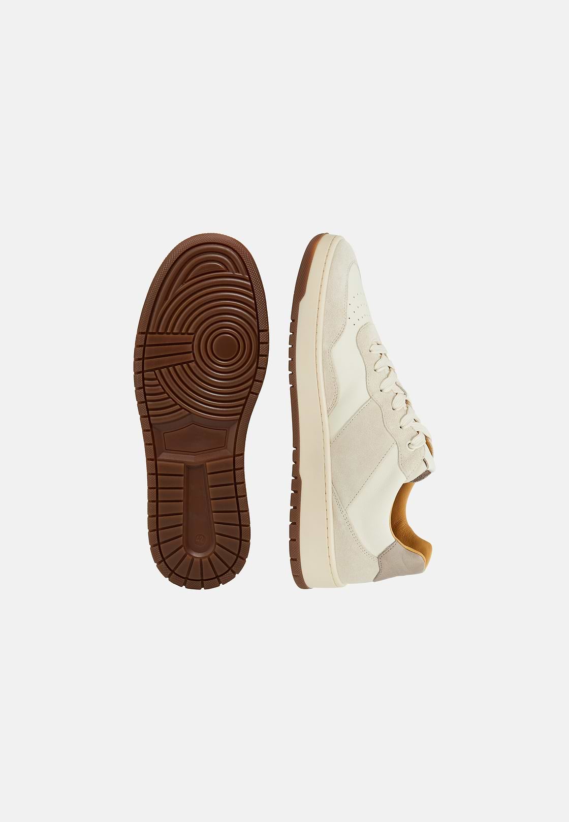 Sneakers In Pelle Bottalata, Beige, hi-res