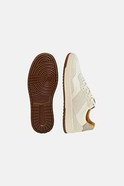 Sneakers In Pelle Bottalata, Beige, hi-res