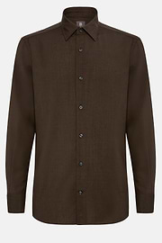 Regular Fit Wool Shirt, Brown, hi-res