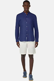 Regular Fit Linen Shirt, Navy blue, hi-res