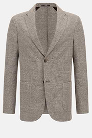 Melange B-Jersey Linen and Cotton Jacket, Taupe, hi-res