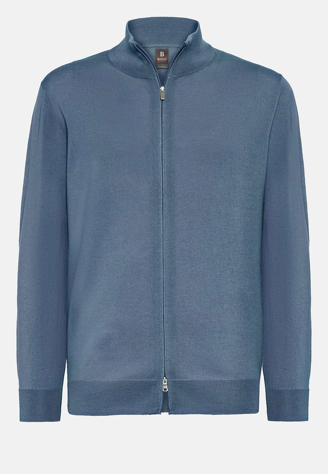 Maglia Full Zip Indigo In Lana Merino, Indaco, hi-res