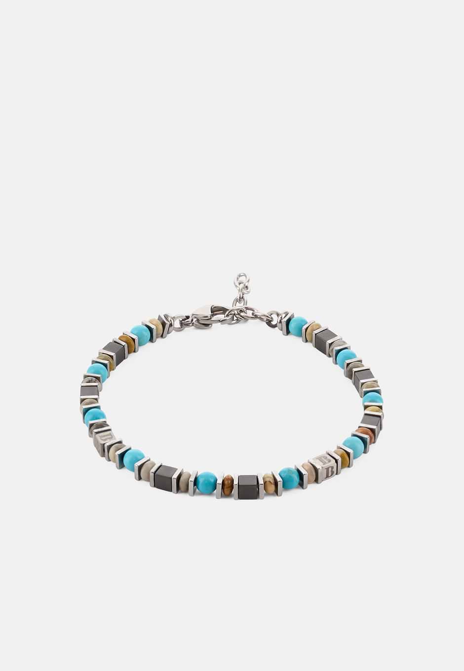 Bracelet En Acier Avec Perles De Sodalite, Bleu clair, hi-res