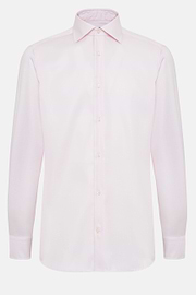 Chemise Rose En Coton Dobby Slim Fit, Rose, hi-res