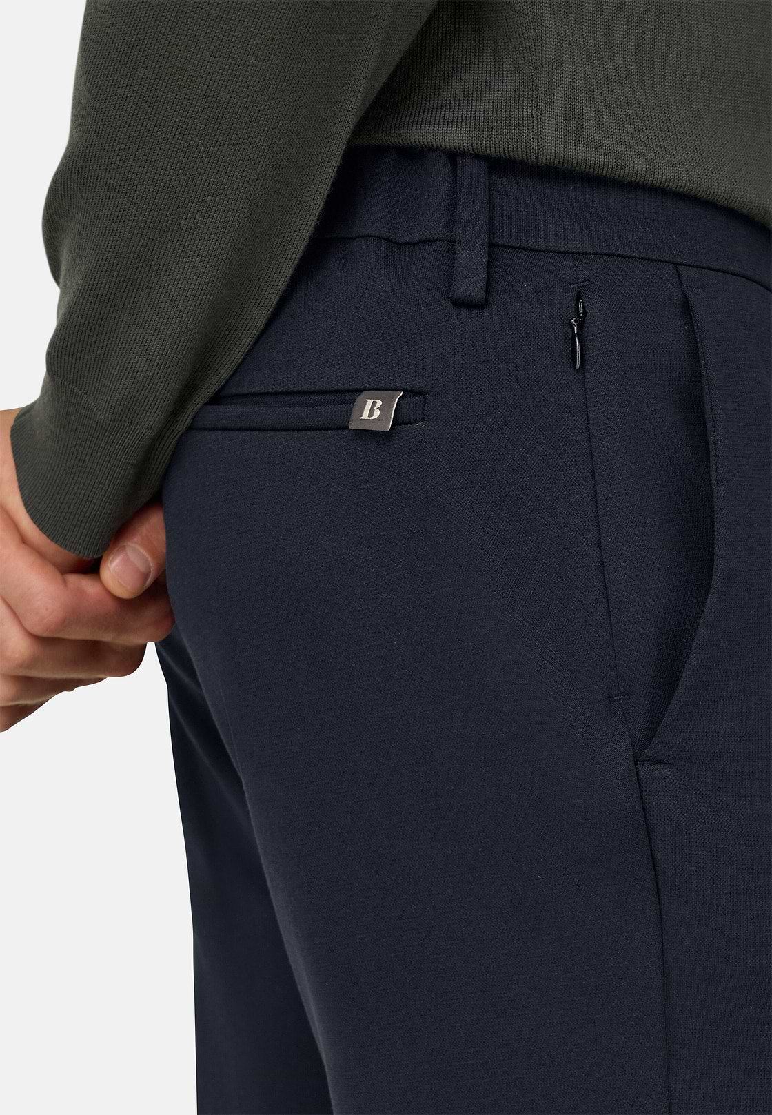 Broek City in Gemengd Katoen Jersey, Navy blue, hi-res, 3