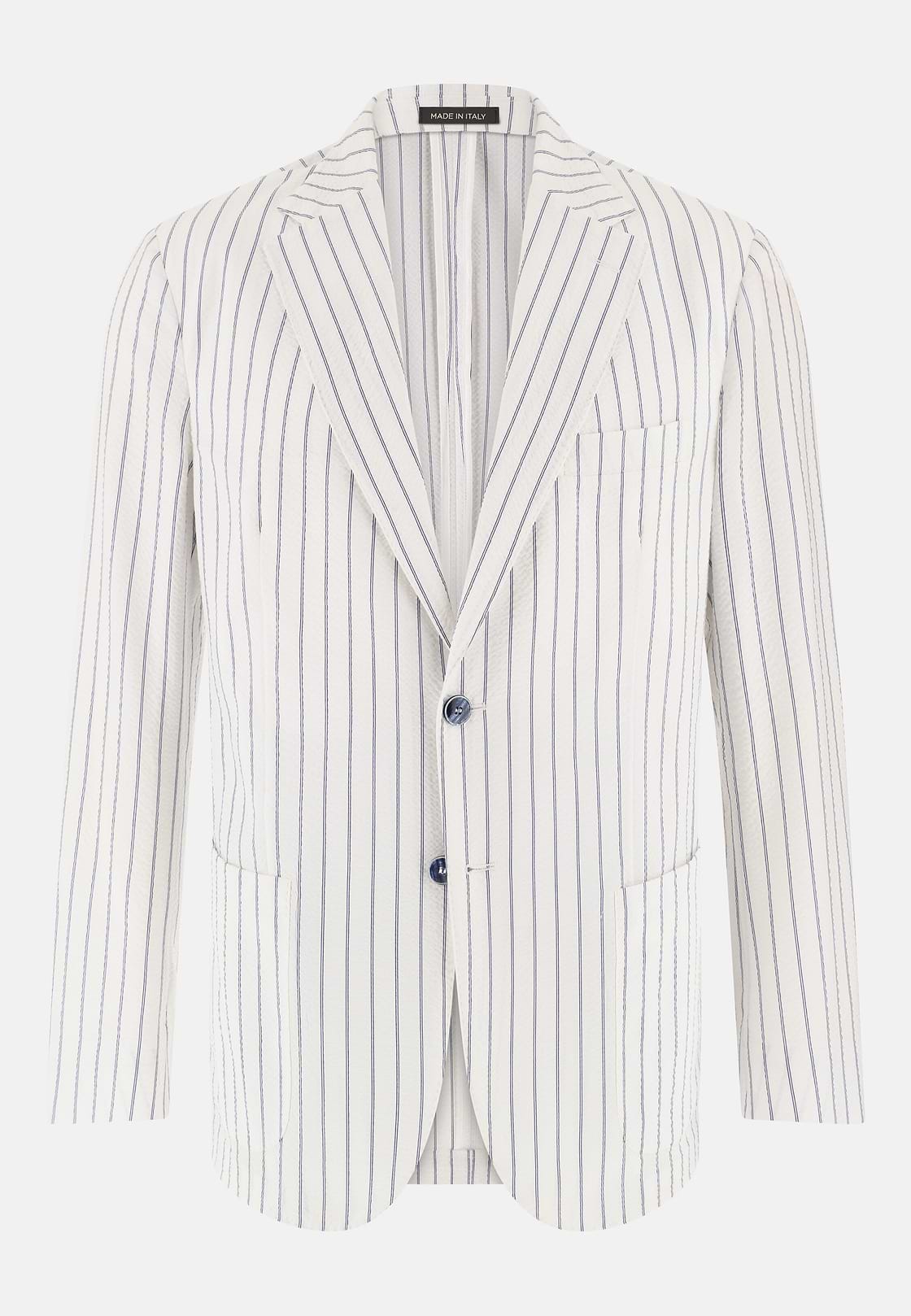 BREEZE | Super-Lightweight Pinstripe Jacket in Stretch Cotton, White, hi-res, 5