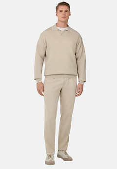 Open Neck Knitted Polo Shirt in a Cotton Blend