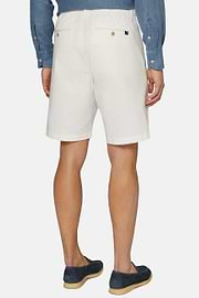 Stretch Cotton Summer Bermuda Shorts, Cream, hi-res