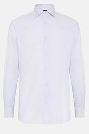 Chemise Bleu Clair En Coton Dobby Coupe Droite, Bleu clair, hi-res