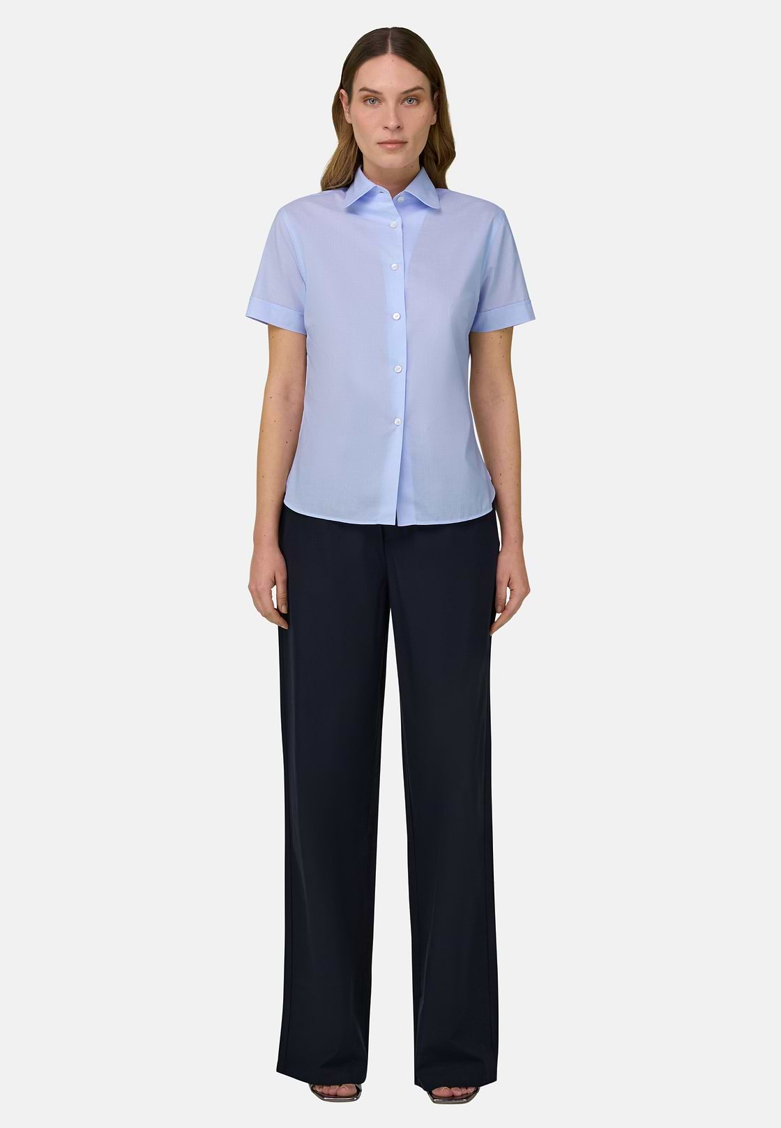 Camicia A Righe In Cotone Regular Fit, Azzurro, hi-res, 2