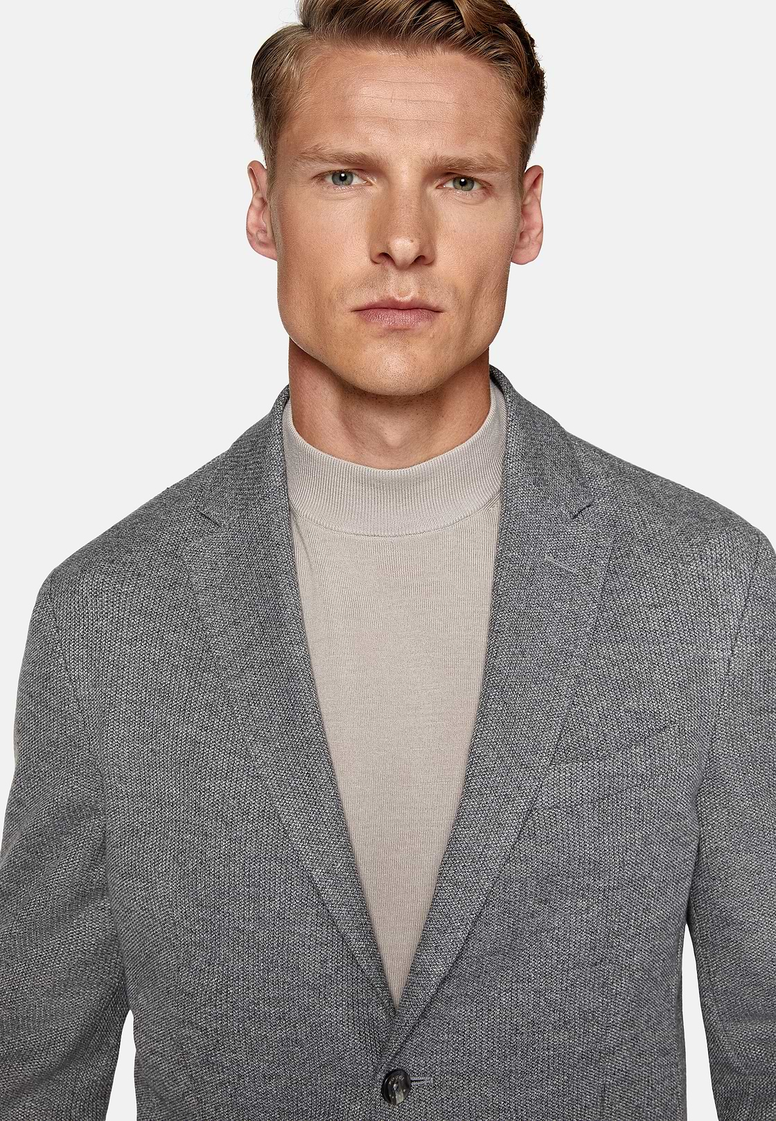 B Jersey Grey Jacket In Cotton, Wool and Polyester, Grey, hi-res