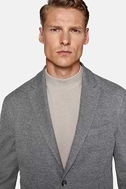 B Jersey Grey Jacket In Cotton, Wool and Polyester, Grey, hi-res