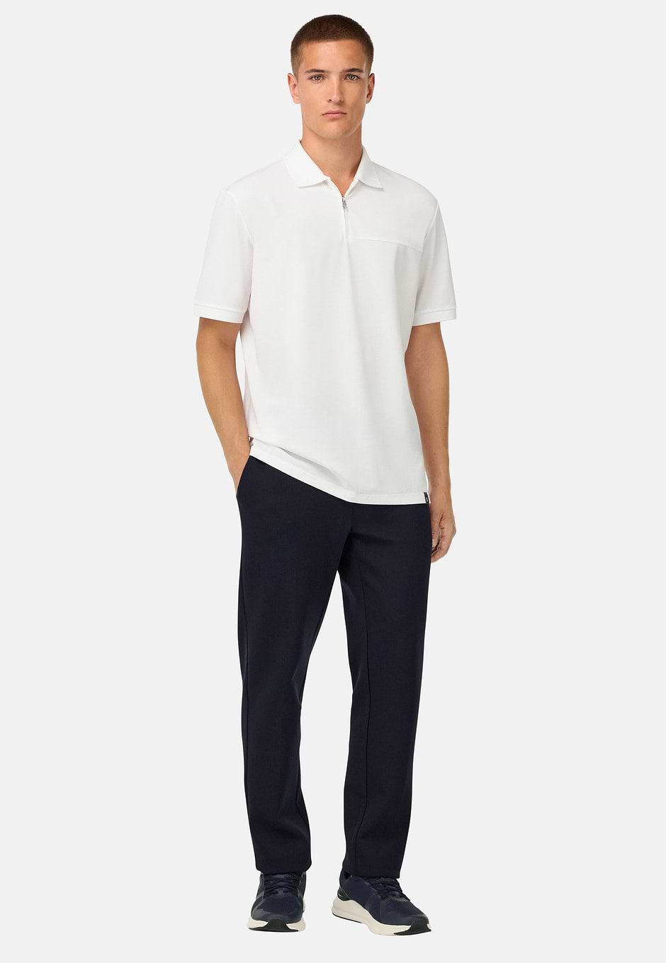 Cool Jade Half-Zip Polo Shirt, White, hi-res