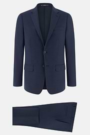 Micro Fancy Wool Stretch Suit, Blue, thumb, 6