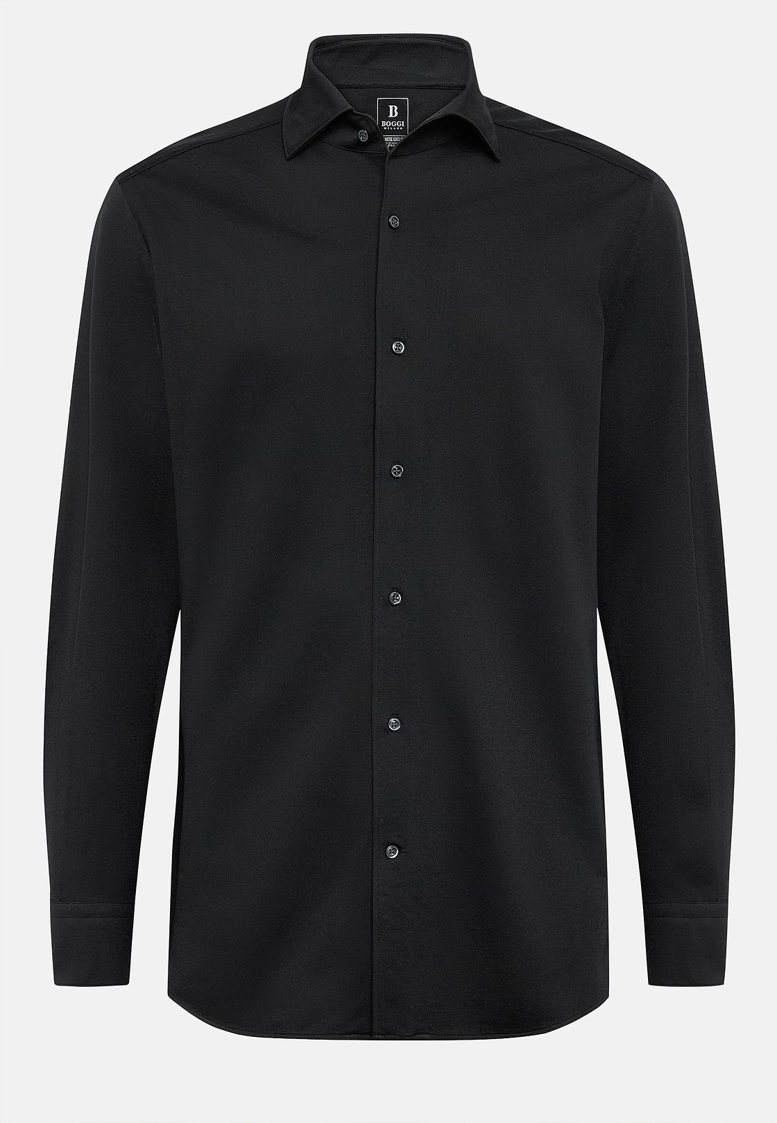 Camisa Estilo Polo De Punto Japonés Regular Fit, Negro, hi-res