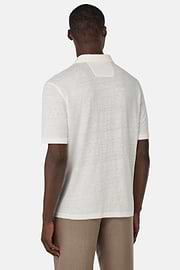 Stretch Linen Jersey Polo Shirt, White, hi-res