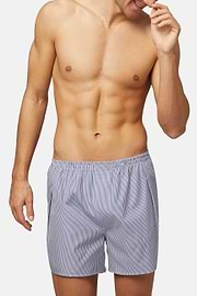 Blau Gestreifte Boxershorts Aus Baumwolle, Streifen blau, hi-res