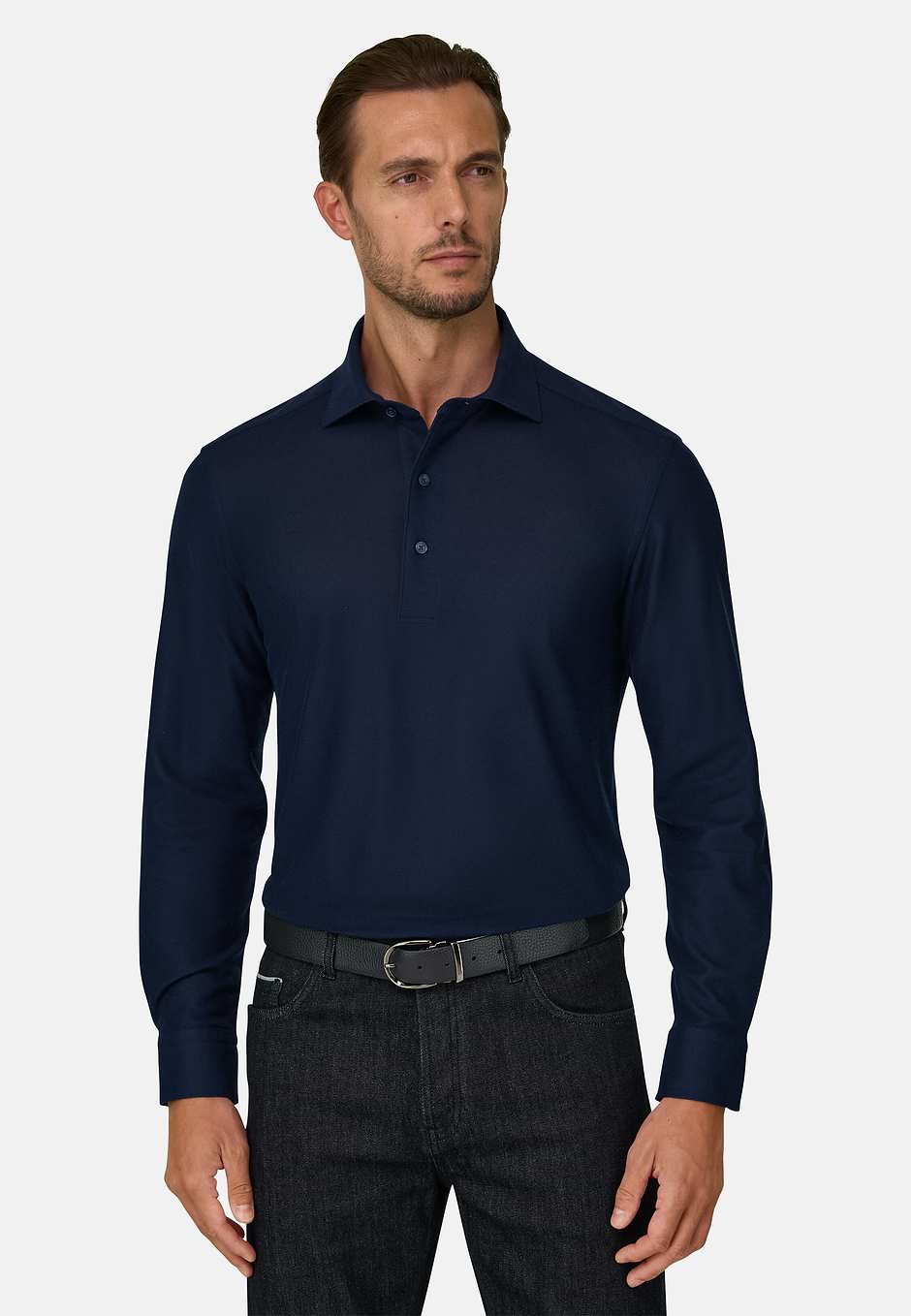 SAKURA | Polo in Japanese Jersey, DARK NAVY, hi-res