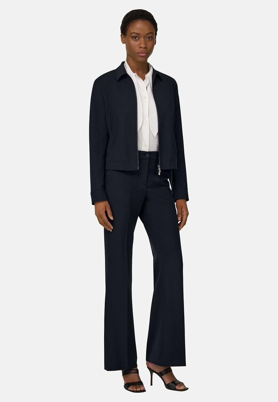 Giacca Camicia In Pura Lana, Navy, hi-res