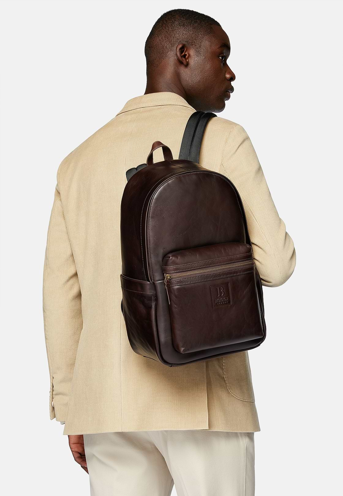 Backpack in Suede Leather, Brown, hi-res