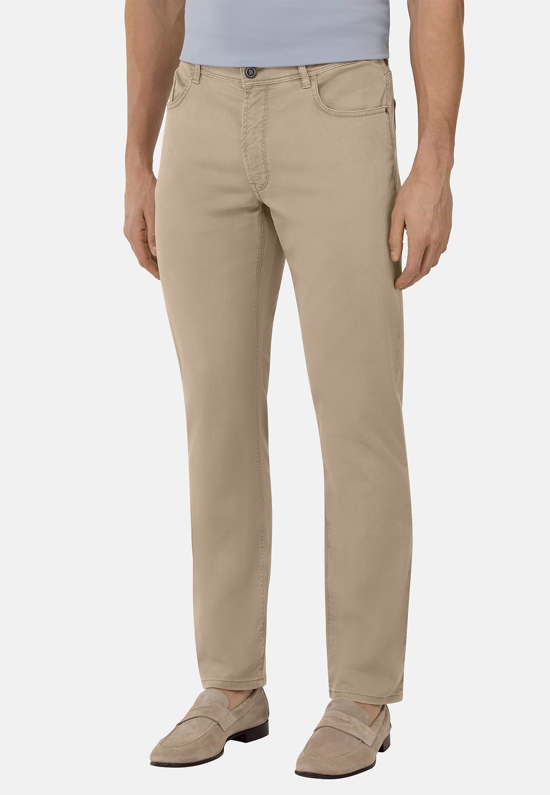 Stretch Cotton/Tencel Jeans, Taupe, hi-res