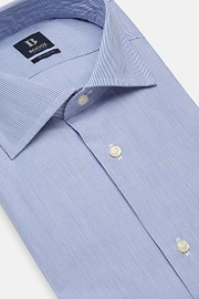 Micro Striped Windsor Collar Shirt Regular Fit, Medium Blue, hi-res