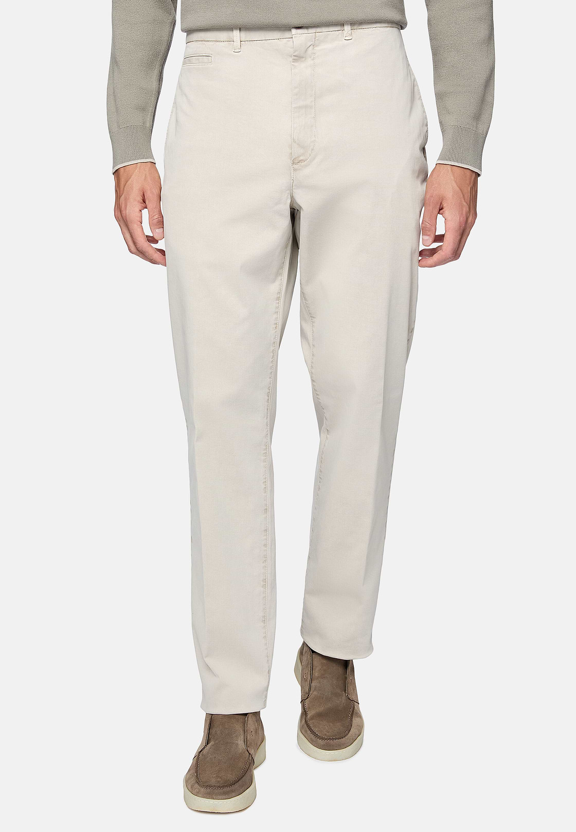 Stretch Cotton Gabardine Trousers, Sand, hi-res