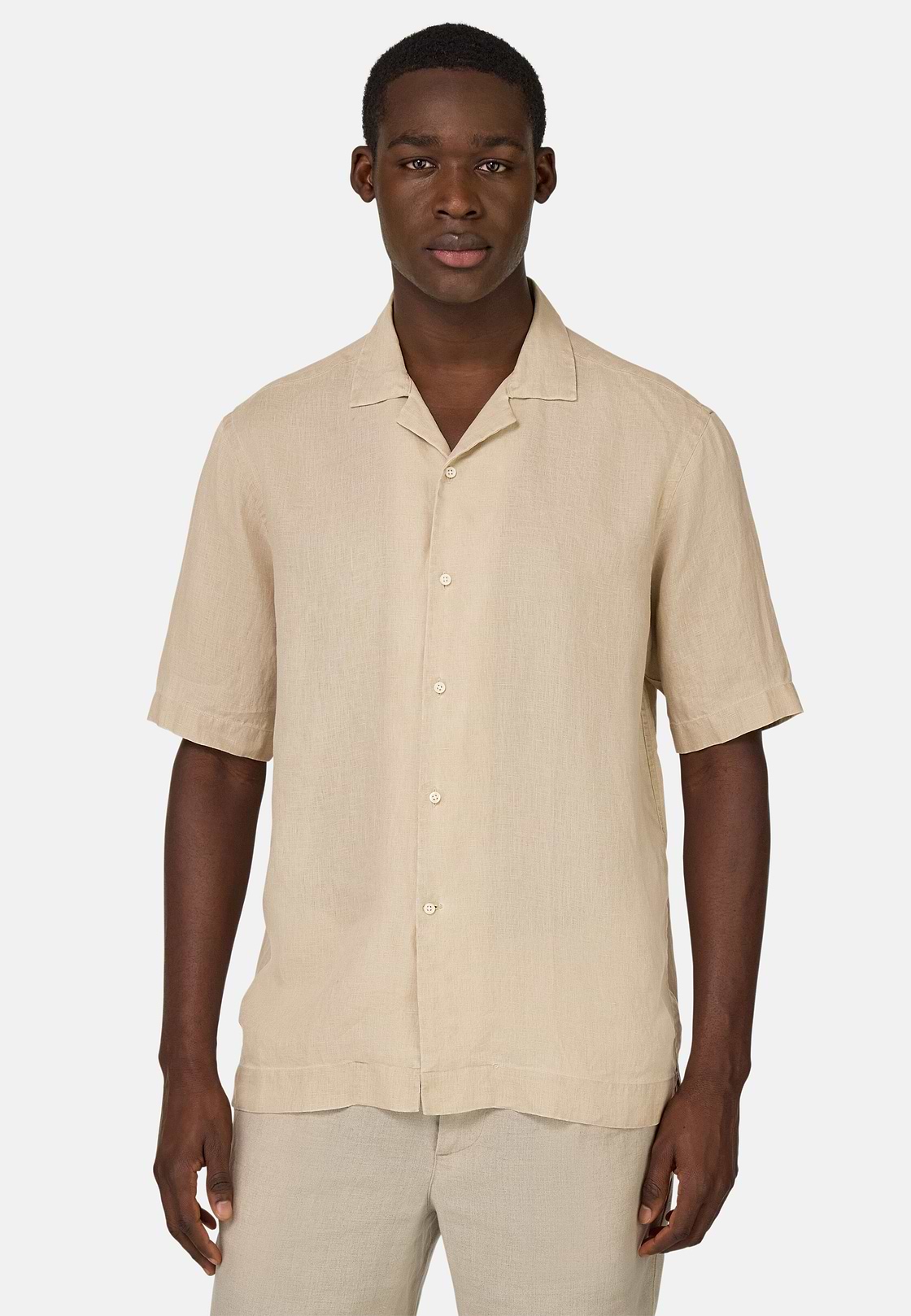Regular Fit Linen Shirt, Beige, hi-res
