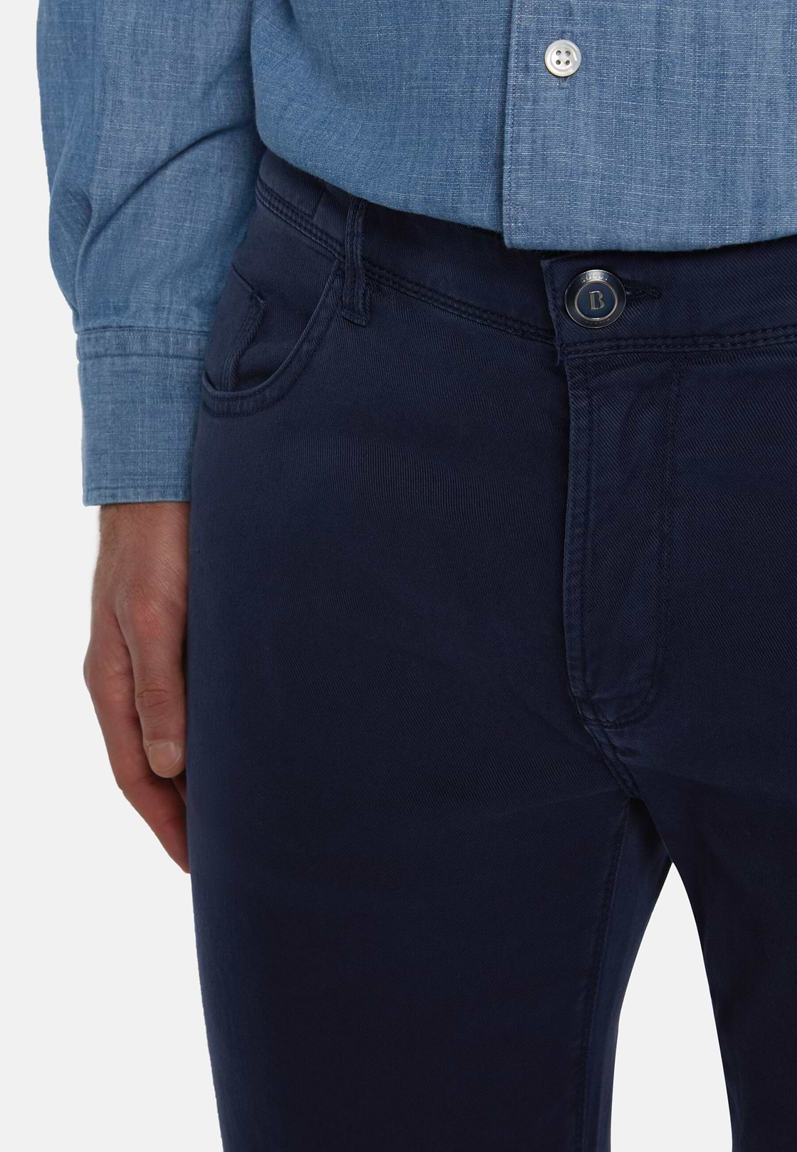 Jeans Aus Elastischem Baumwoll-Tencel, Navy blau, hi-res