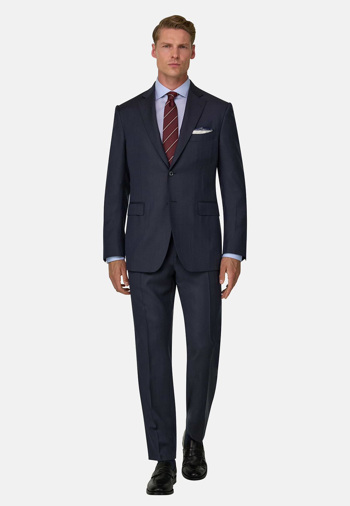 Suit Pinstripe in S130 Wool, Navy blue, hi-res, 2