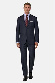 Suit Pinstripe in S130 Wool, Navy blue, thumb, 2