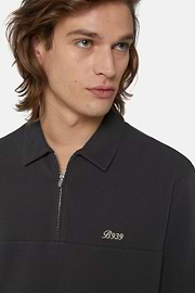 Organic Cotton Blend Piqué Polo Shirt, Black, hi-res