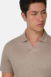 Polo En Jersey De Lin Extensible, Taupe, thumb, 4