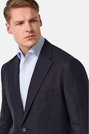 Costume En Pur Lin, bleu marine, hi-res