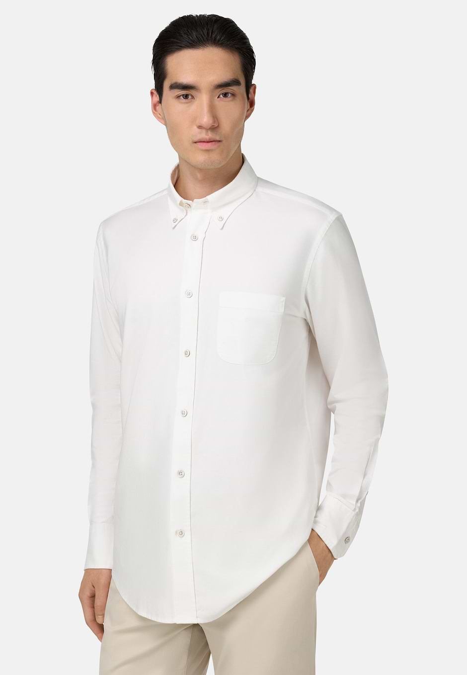 Regular Fit Oxford Cotton Shirt, White, hi-res