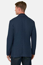 Blazer Gestructureerd Gemengd Katoen B Jersey, Indigo, thumb, 4