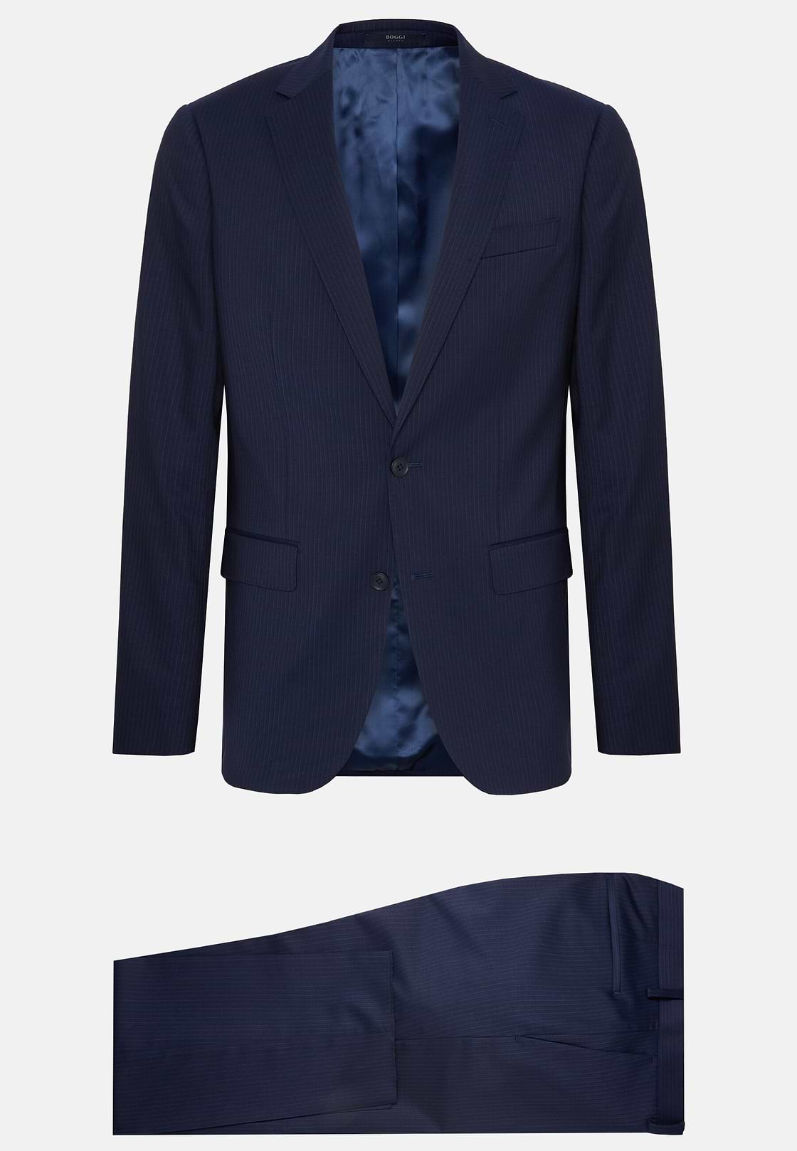 Pinstriped Wool Suit Style Anversa, Navy blue, hi-res